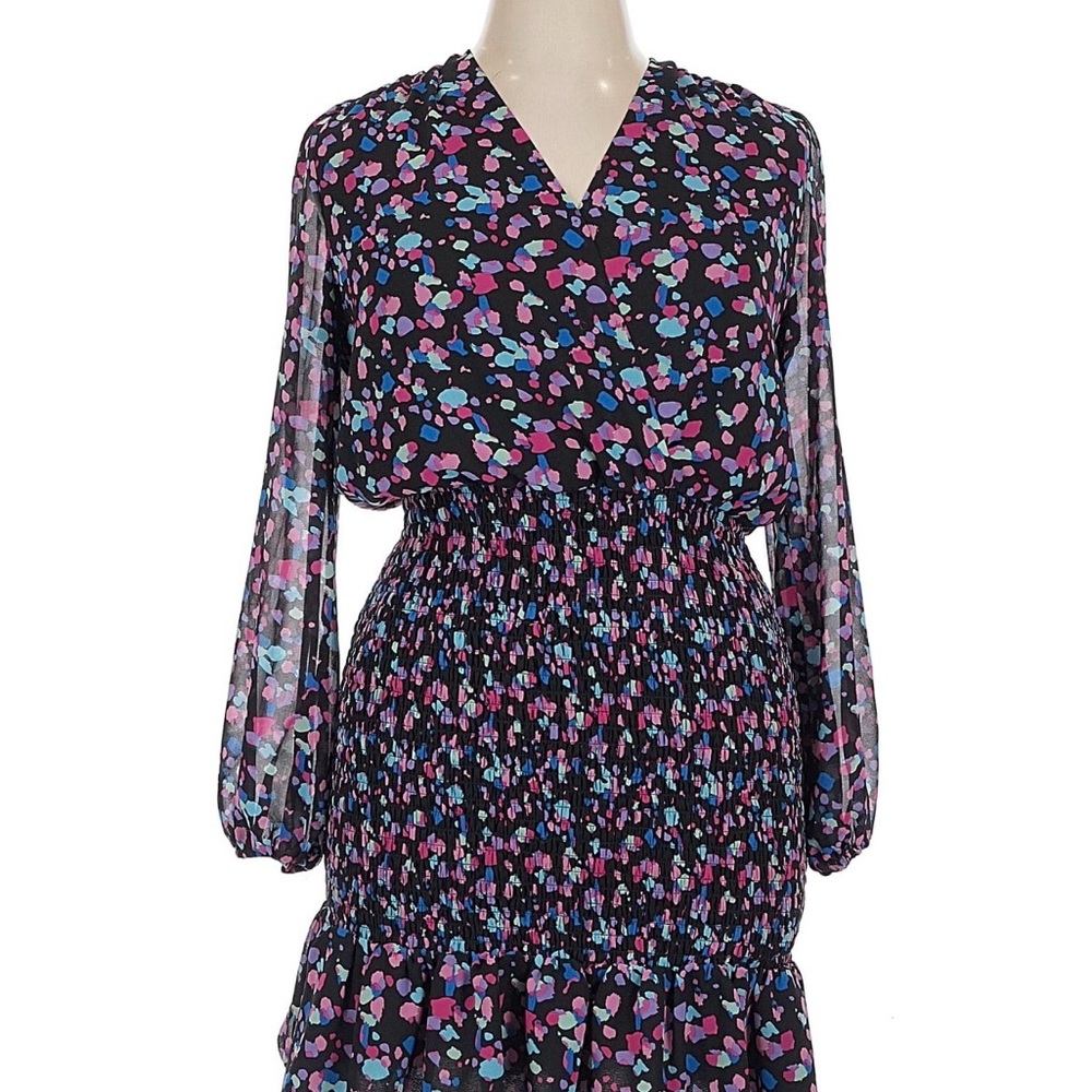 Leyden Black and Pink Long Sleeve Dress